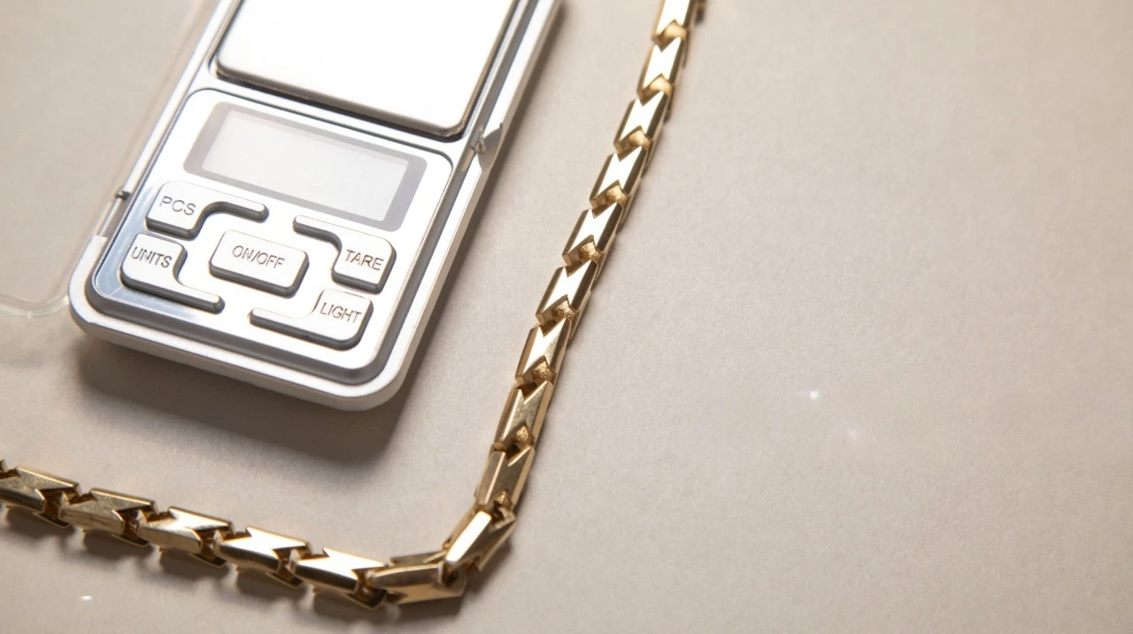 Next to the gold chain was a small digital scale with several buttons