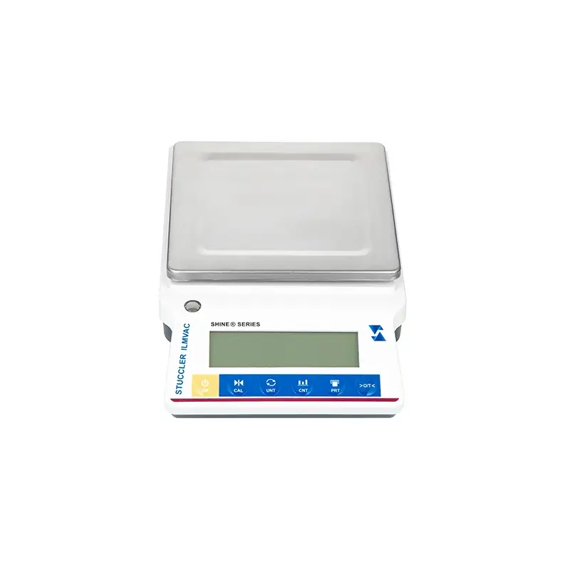 Stuccler top loading balance scale with a large stainless steel pan and digital LCD display for weighing precious metals.
